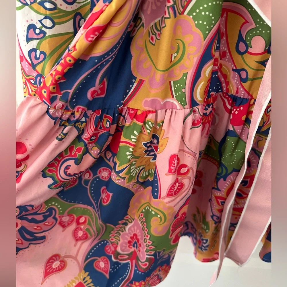 Floral Long Sleeve Dress - Pink and Multicolor - Picture 5 of 12